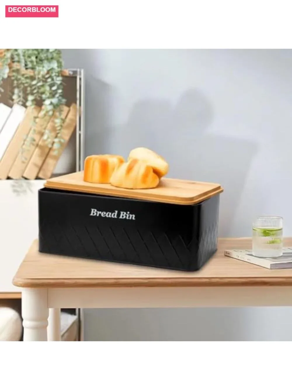 Bread Box with Cutting Board, Coffee Tea Sugar Canisters for Kitchen Storage